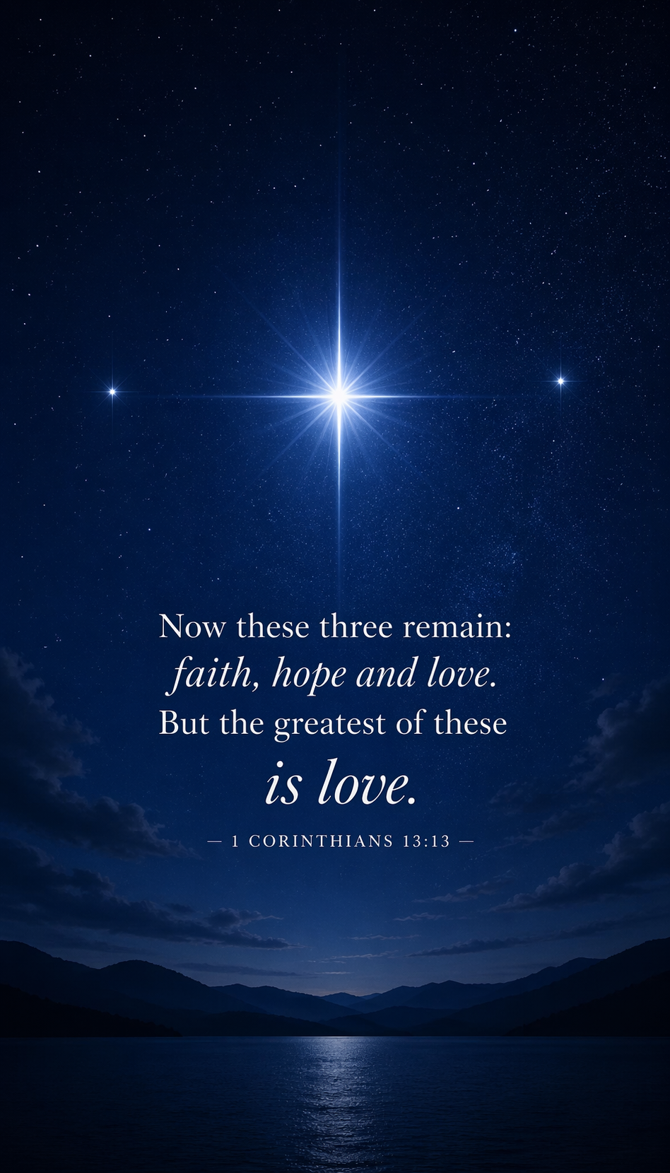 Bible verse 1 Corinthians 13:13 three stars night sky greatest is love vertical wallpaper